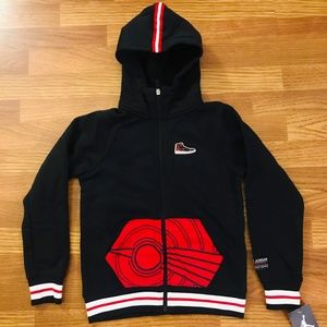 Nike Air Jordan 1 Bred Full Zip Hoodie Kids Size S